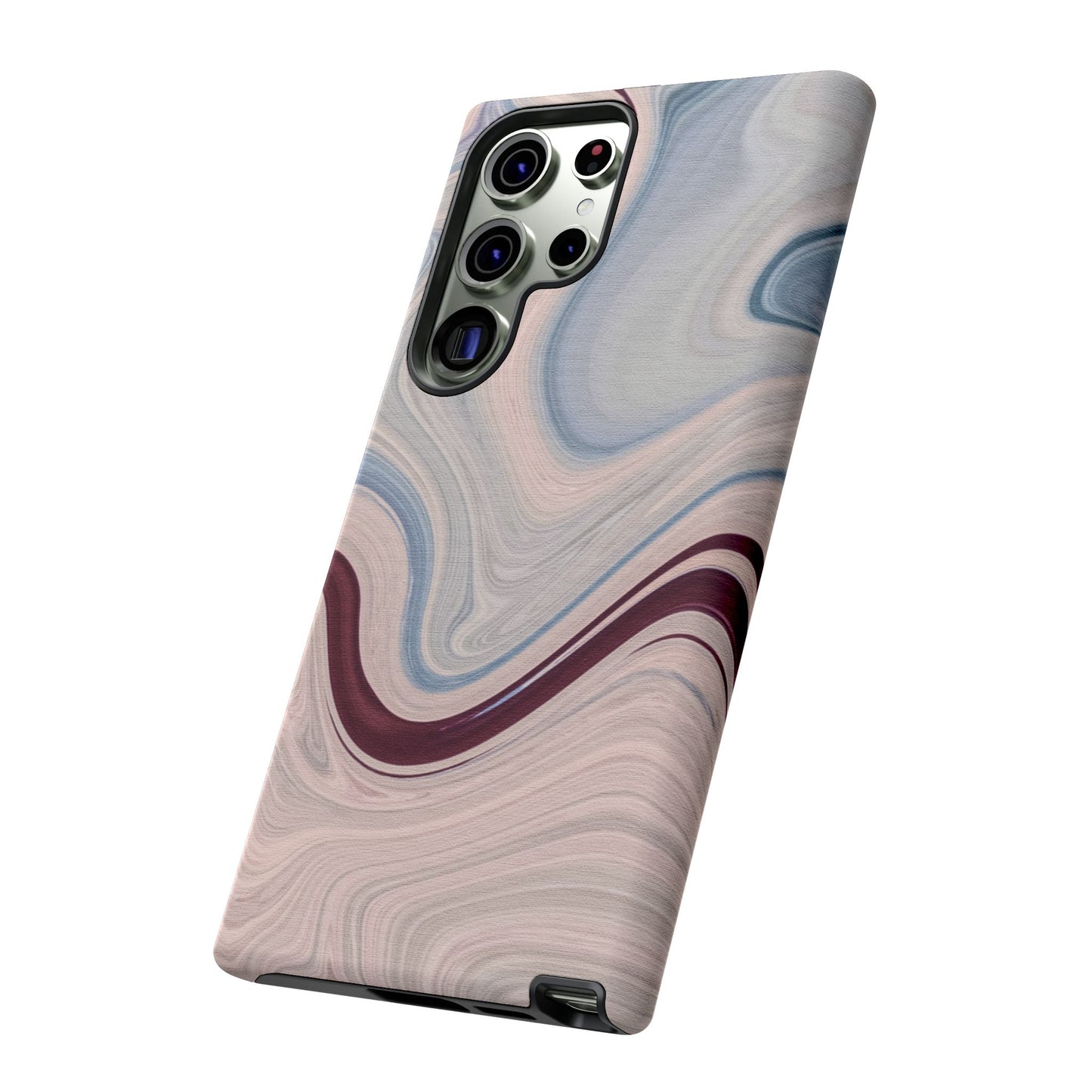 Marble Swirl Elegance – Samsung Galaxy Case in Blue & Blush Abstract Design