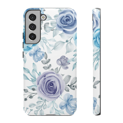 Elegant Blue & Violet Roses Samsung Galaxy Case – Artistic Floral Design for Stylish Protection