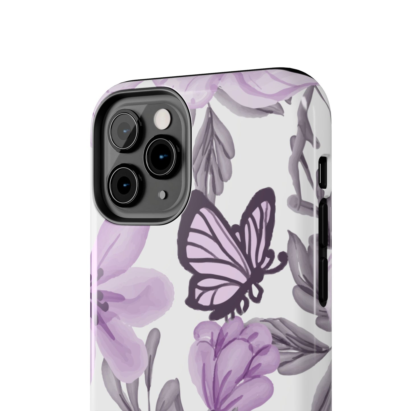 Lavender Bloom Butterfly iPhone Case – Delicate Floral Design with Watercolor Details