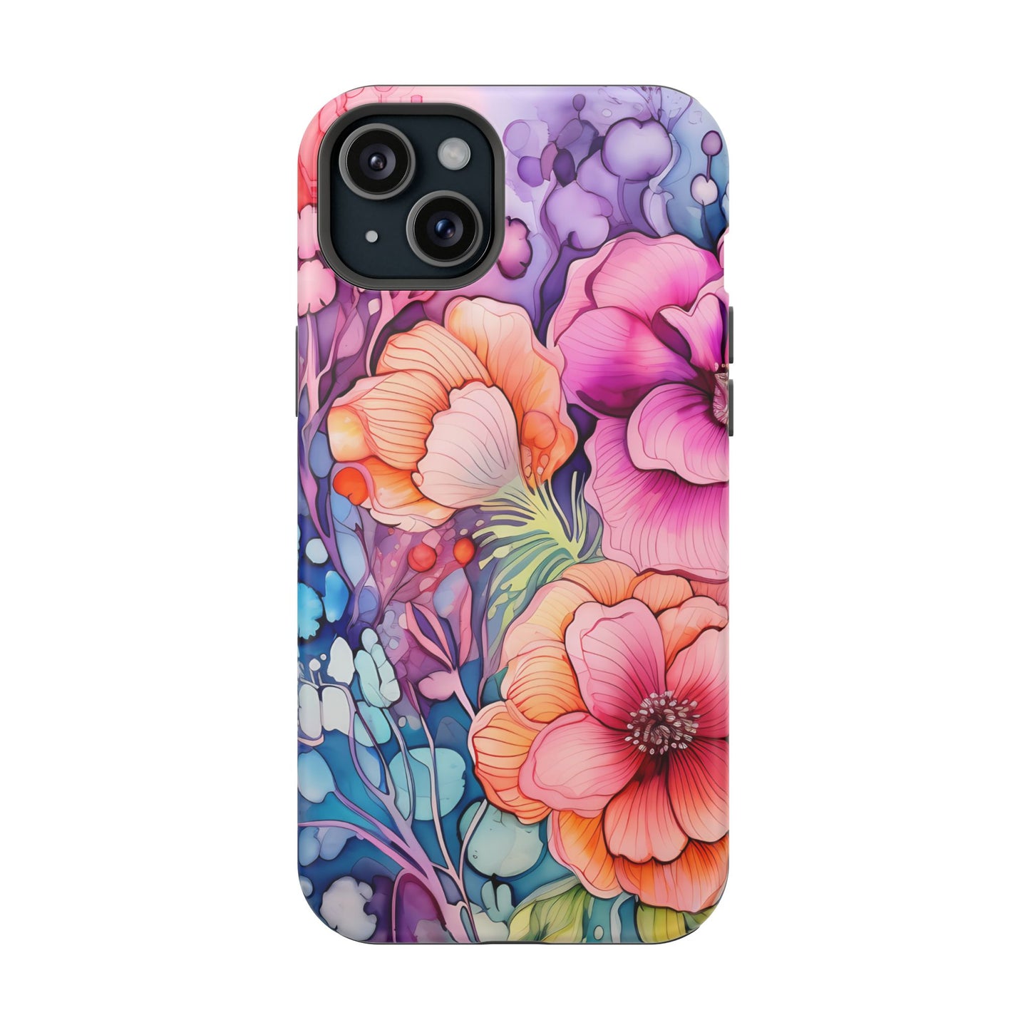 Bright Watercolor Floral Splash MagSafe iPhone Series Case – Bold Artistic Design