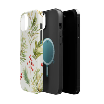 Winter Greenery & Berry Watercolor – MagSafe iPhone Series Case