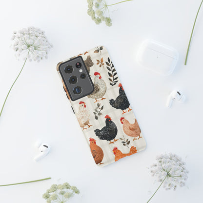 Samsung Galaxy Case: Vintage Chicken & Leaves – Farmhouse Style Case