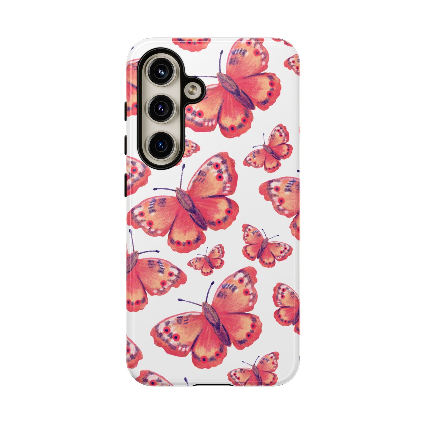 Coral Butterfly Samsung Galaxy Case – Slim, Protective Design with Bold Watercolor Print