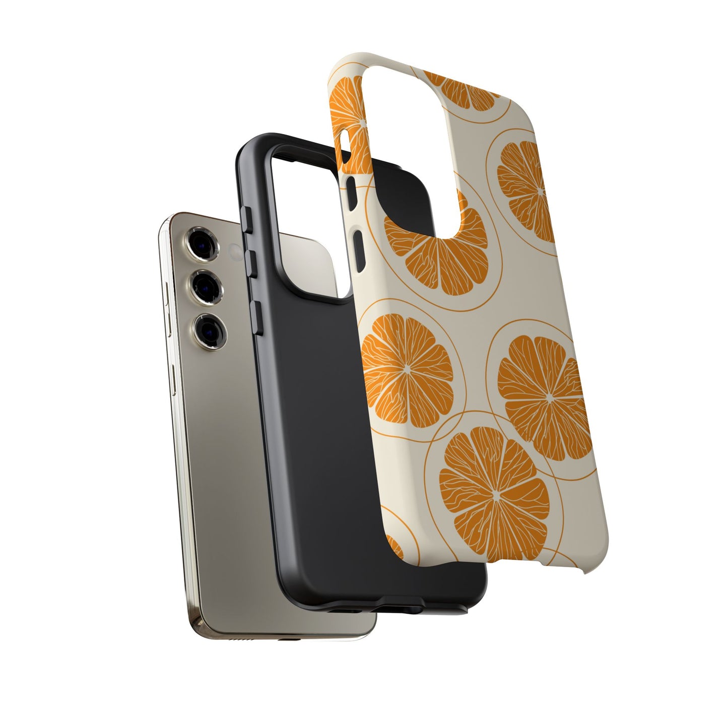 Citrus Burst Pattern Tough Samsung Galaxy  Case – Bold Orange Design, Shockproof Protection