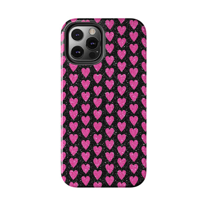 Glitter Pink Hearts iPhone Case