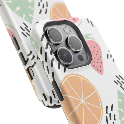 Tropical Fruit Fiesta Tough MagSafe iPhone Case – Fun Watermelon, Pineapple, and Citrus Design