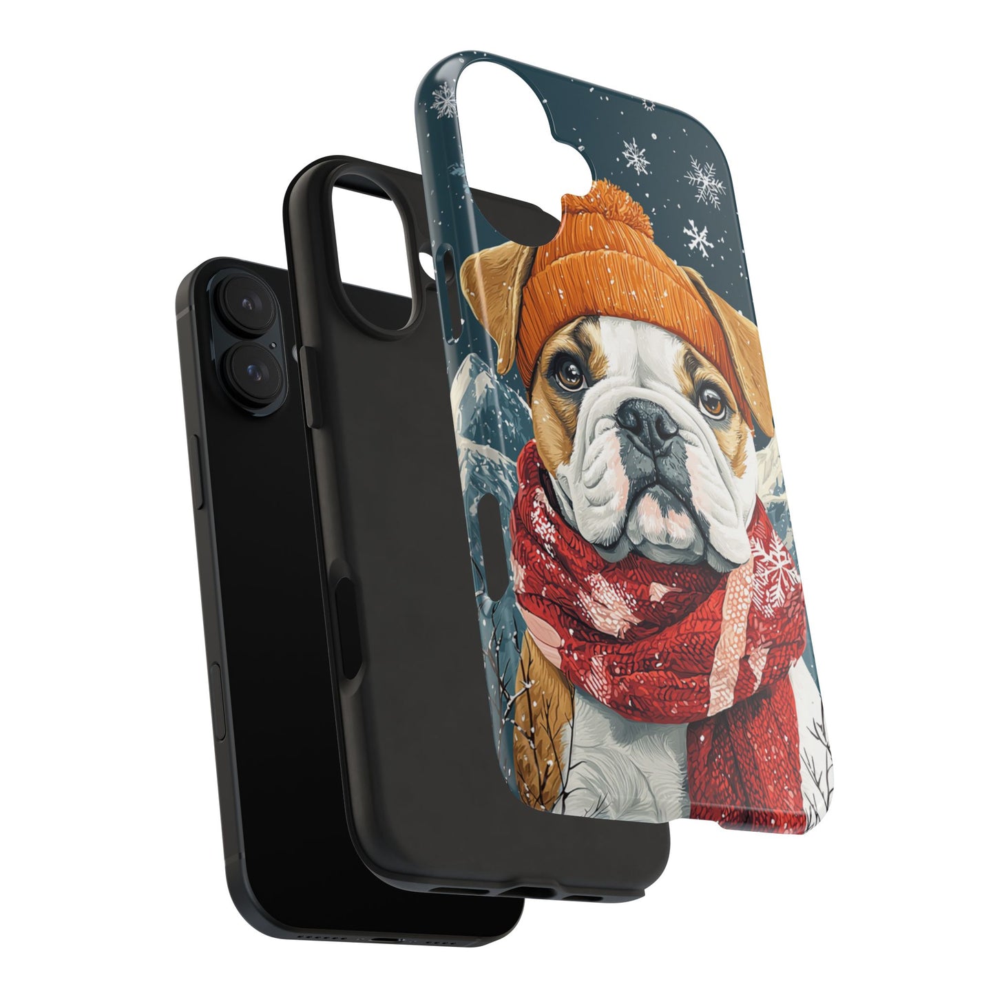 Cozy French Bulldog iPhone Case – Rustic Fireplace Protective Cover