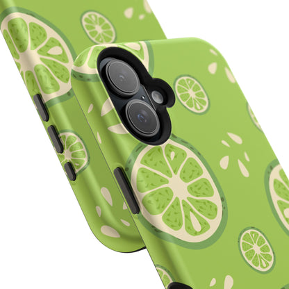 Zesty Lime Splash Tough MagSafe iPhone Case – Fresh Citrus Design, Dual-Layer Protection