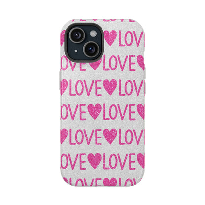 Pink Glitter Love Pattern – MagSafe iPhone Case