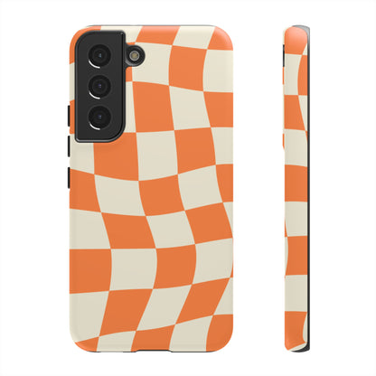 Wavy Retro Checkerboard Samsung Galaxy Case – Shockproof, Matte Finish, Dual-Layer Protection