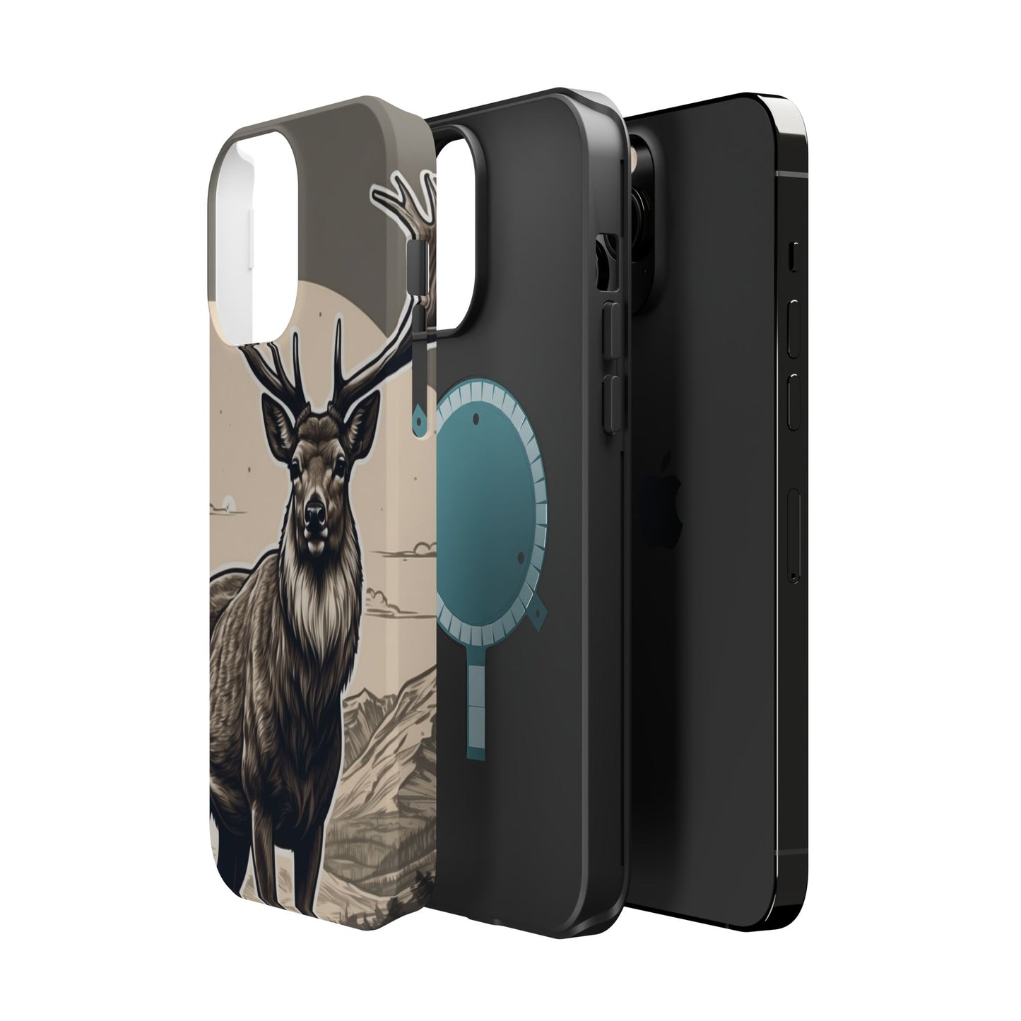 Monochrome Majesty – Regal Stag MagSafe iPhone Cases