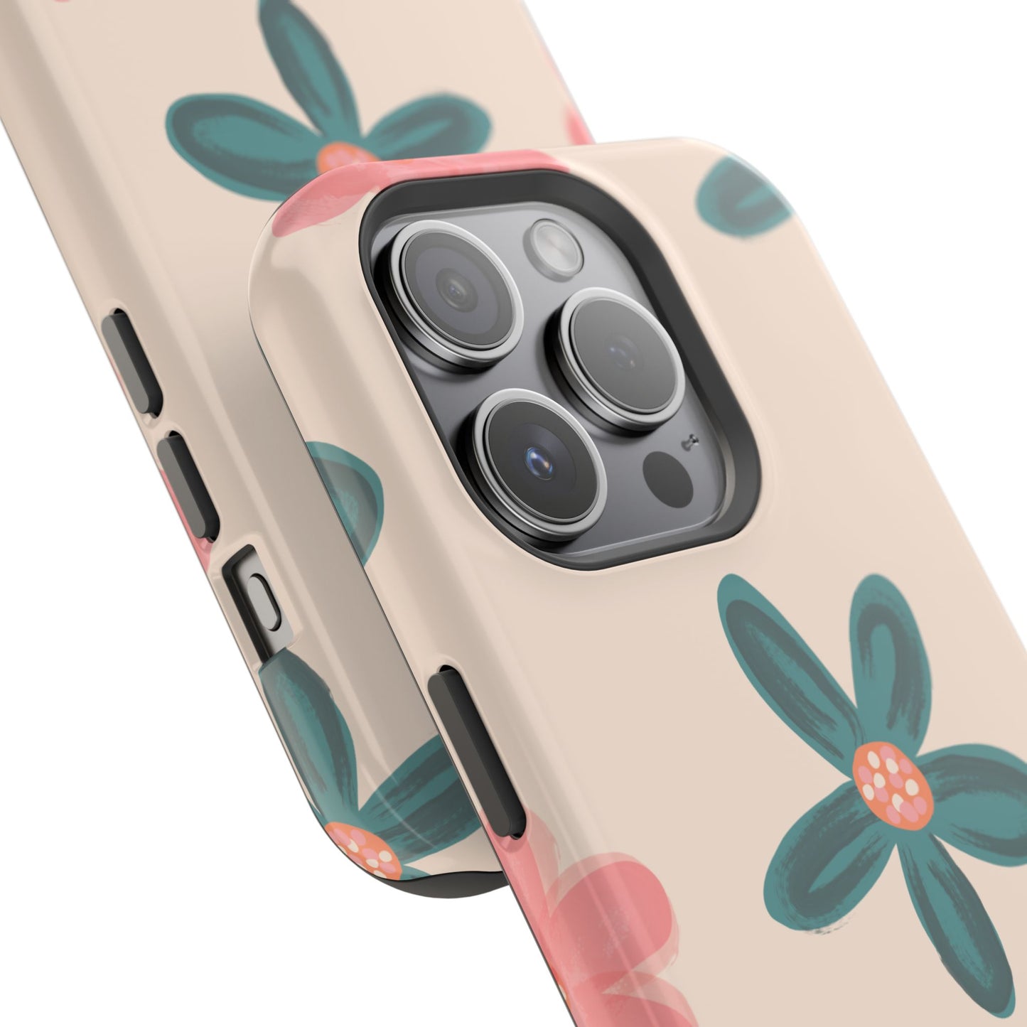 Vintage Floral Tough MagSafe iPhone Case – Soft Matte Finish with Dual-Layer Protection