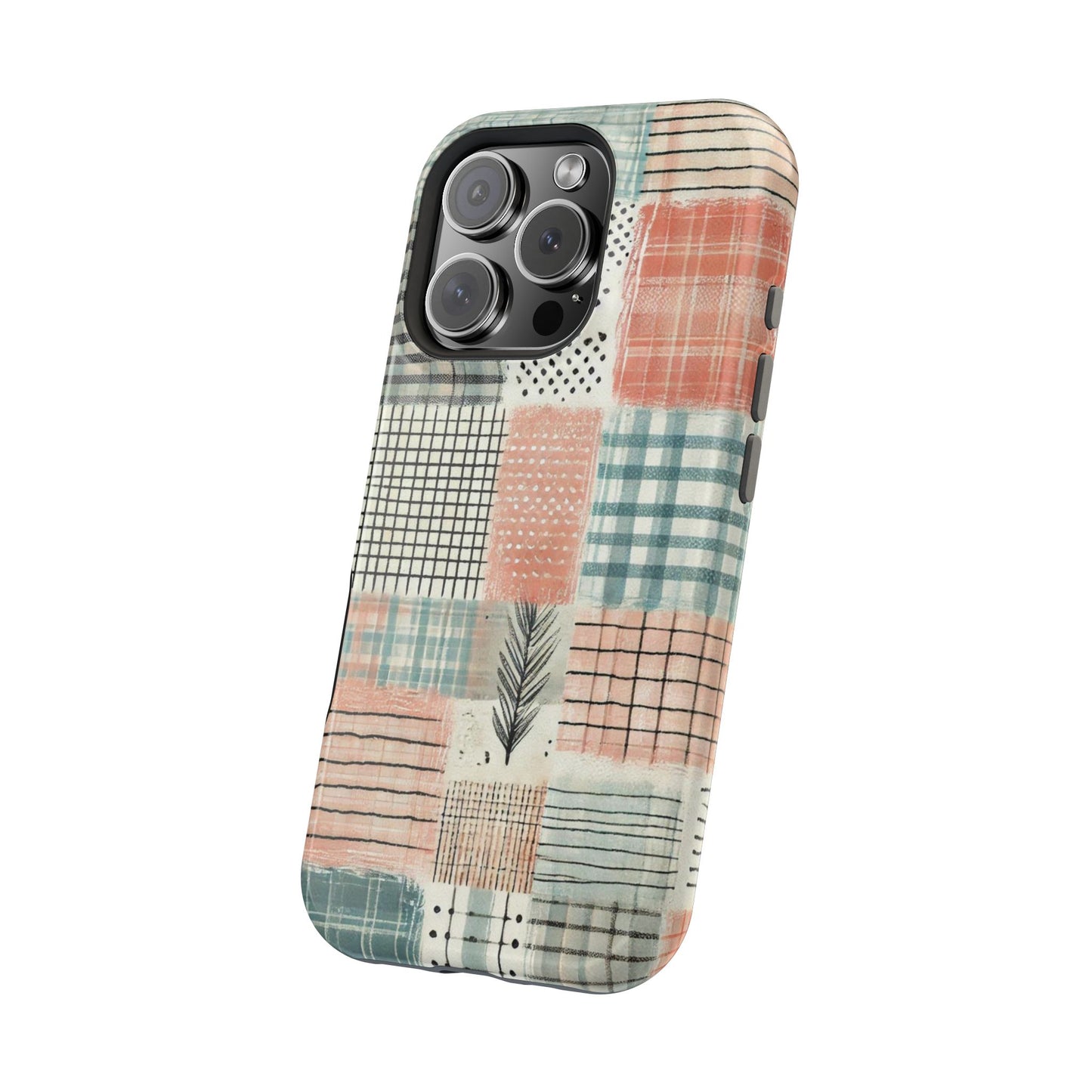 Rustic Patchwork MagSafe iPhone Case | Farmhouse Style & Shockproof