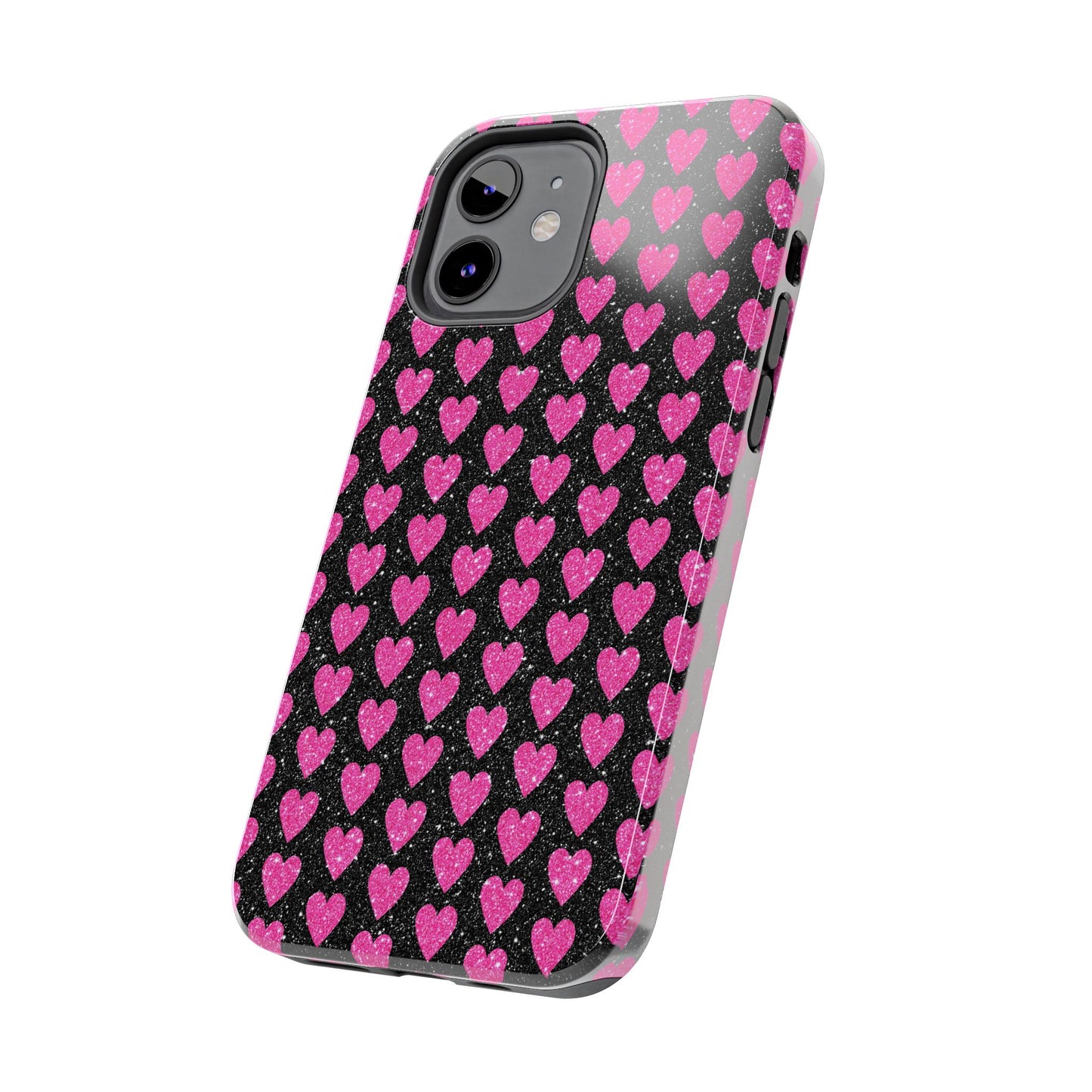 Glitter Pink Hearts iPhone Case