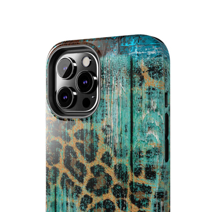 Turquoise Rustic Leopard Wood - iPhone Series Case