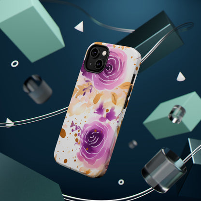 Soft Purple & Gold Floral Splash - MagSafe iPhone Series Case