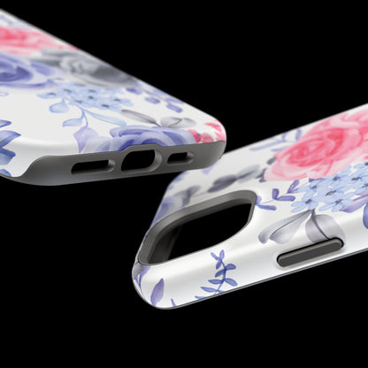 Elegant Blue Floral Watercolor Design – MagSafe iPhone Case