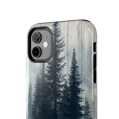 Rustic Pine Forest iPhone Case - Blue Toned Woodland Country Design