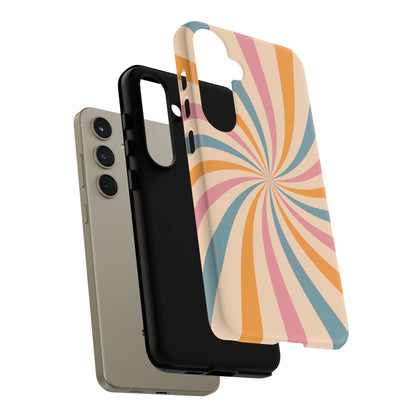 Retro Swirl Pattern Samsung Galaxy Case – Bold 70s Vibe in Pink, Orange, and Teal