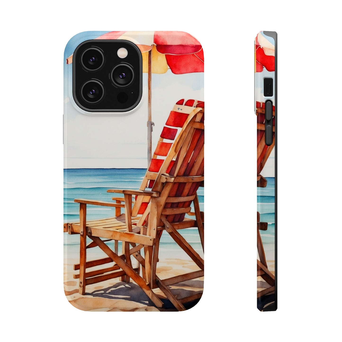 Beach Bliss MagSafe iPhone Series Case – Relaxing Seaside Chair and Umbrella Design