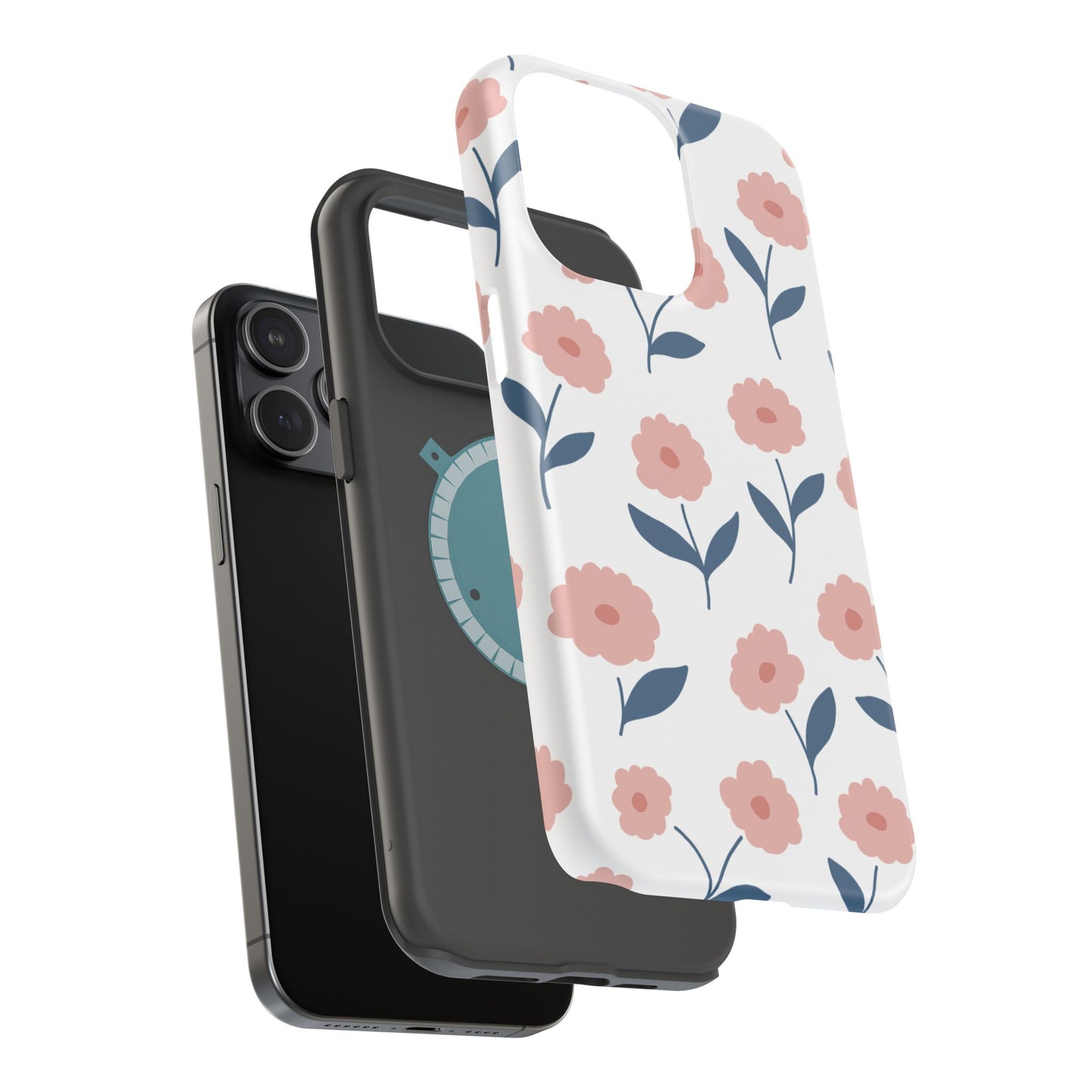 Playful Pink Floral Tough MagSafe  iPhone Case – Soft Pastel Design, Slim & Shockproof