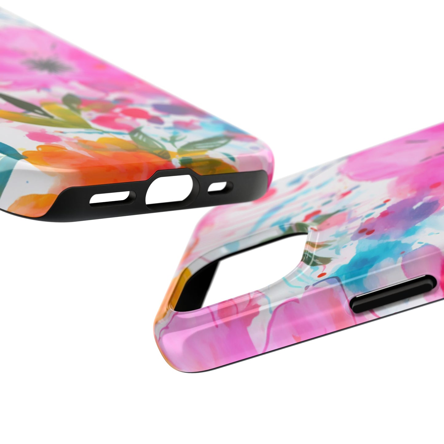 Color Splash Pink & Orange Watercolor Floral - iPhone Case