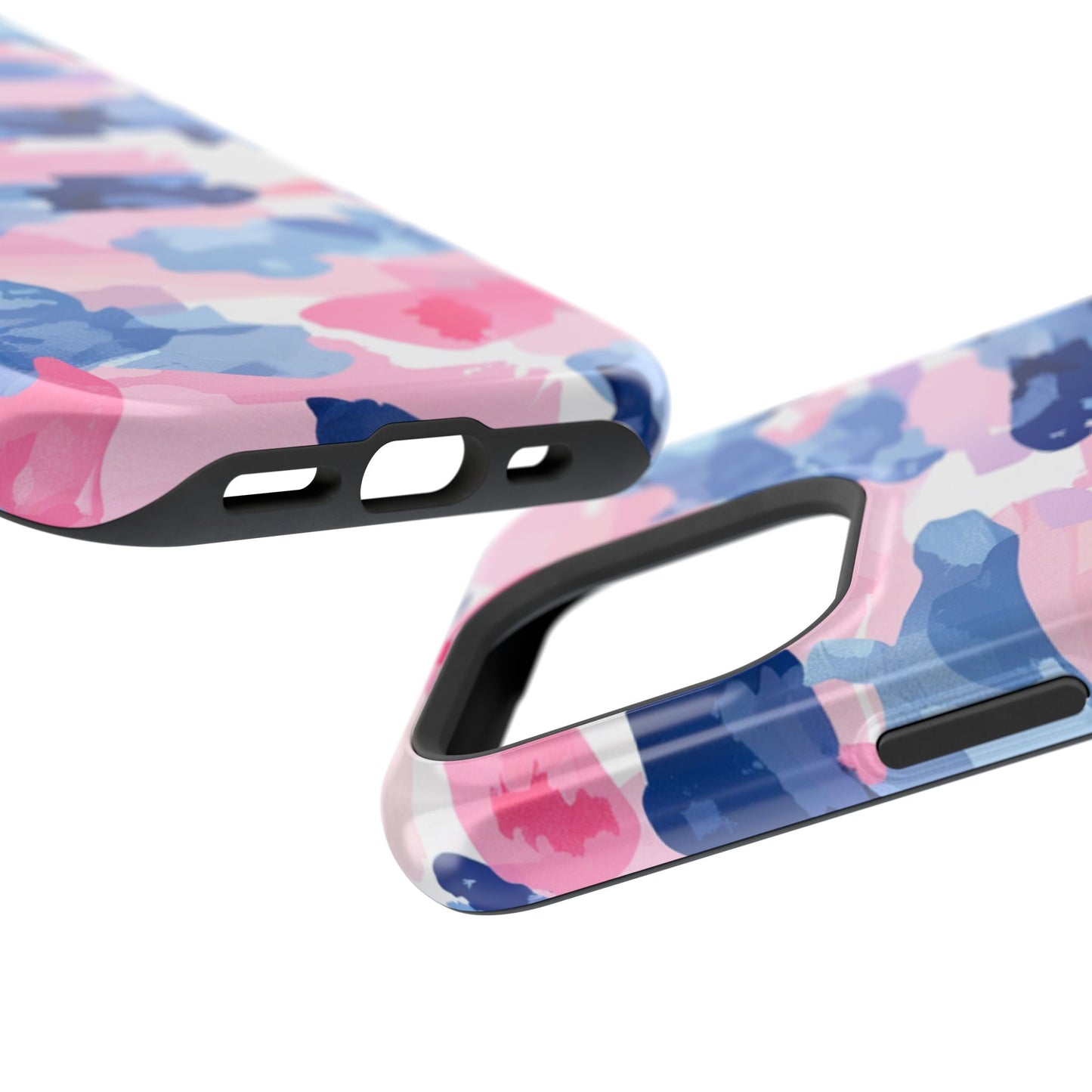 MagSafe Case: Dynamic Pink & Navy Brushstroke Art