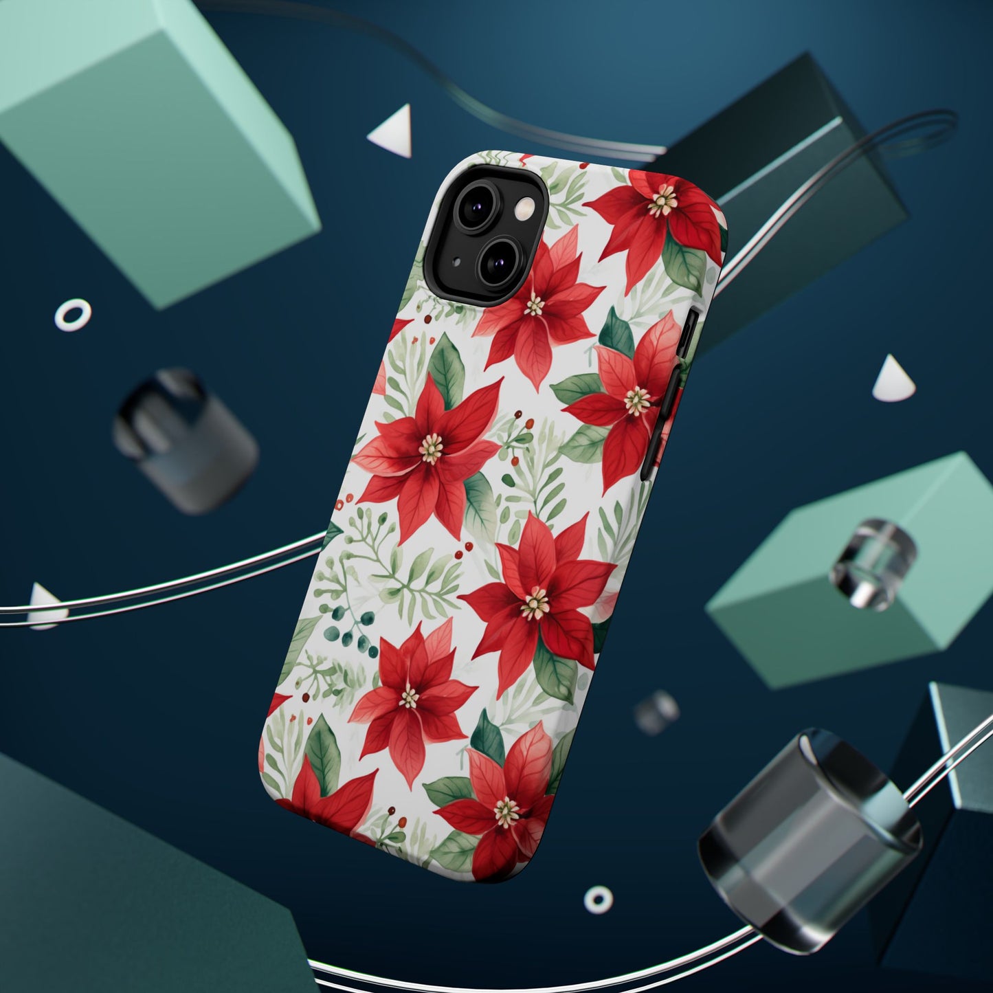 Festive Poinsettia Holiday Pattern – MagSafe iPhone Series Case