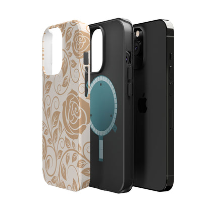 Vintage Rose Vine Tough MagSafe iPhone Case – Elegant Floral Pattern with Dual-Layer Protection