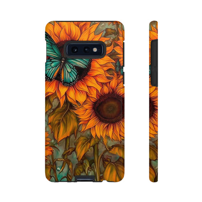 Vintage Blue Butterfly & Sunflower Art – Samsung Galaxy Case