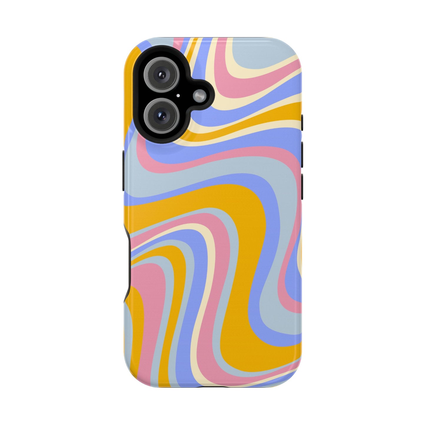 Groovy Pastel Waves MagSafe iPhone Case – 70s-Inspired Design with Dual-Layer Protection