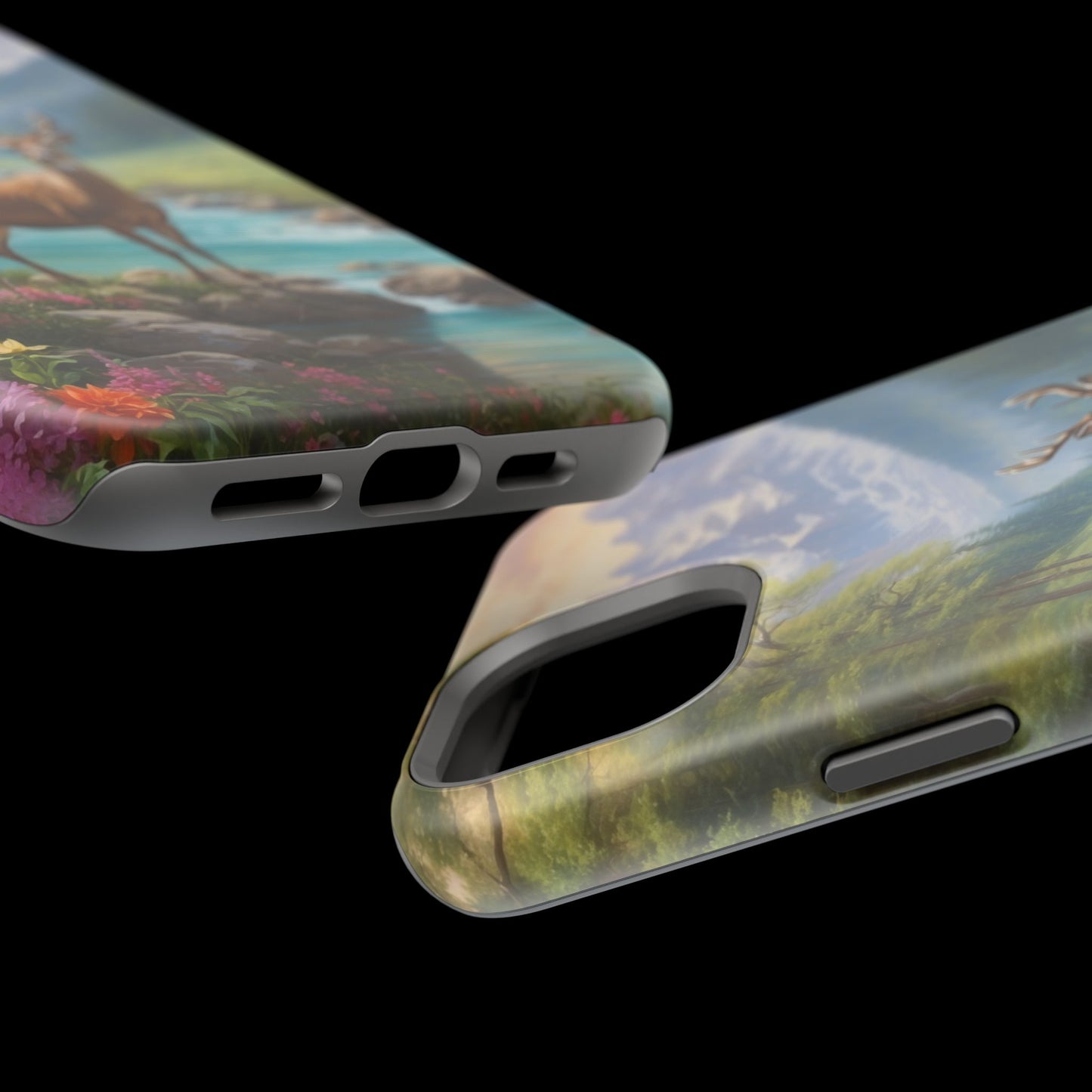 Alpine Serenity – Stag in Mountain Bliss MagSafe iPhone Cases