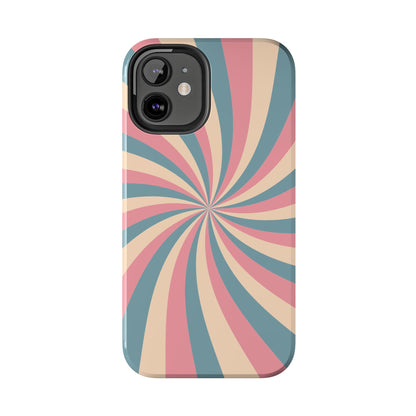 Vintage Pastel Swirl iPhone Case – Dual-Layer Protection with 70s-Inspired Design