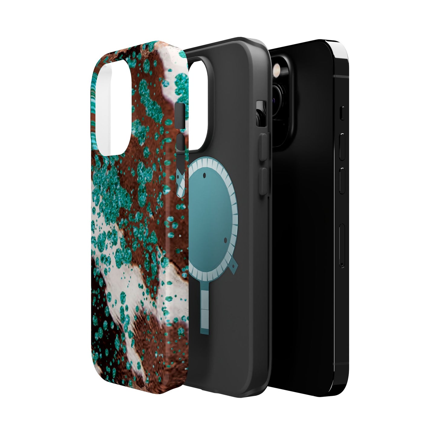 Teal Glitter Cowhide - MagSafe iPhone Series Case