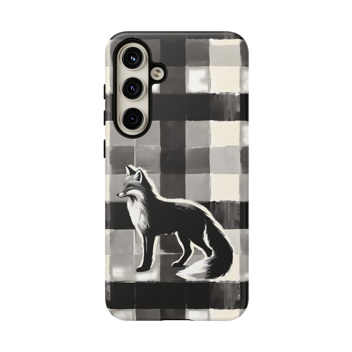 Black White Fox Phone Case - Monochrome Mystique