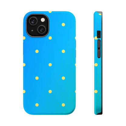 Blue Ocean Gradient Polka Dots MagSafe iPhone Case – Shockproof, Smooth Matte Finish, Dual-Layer Design