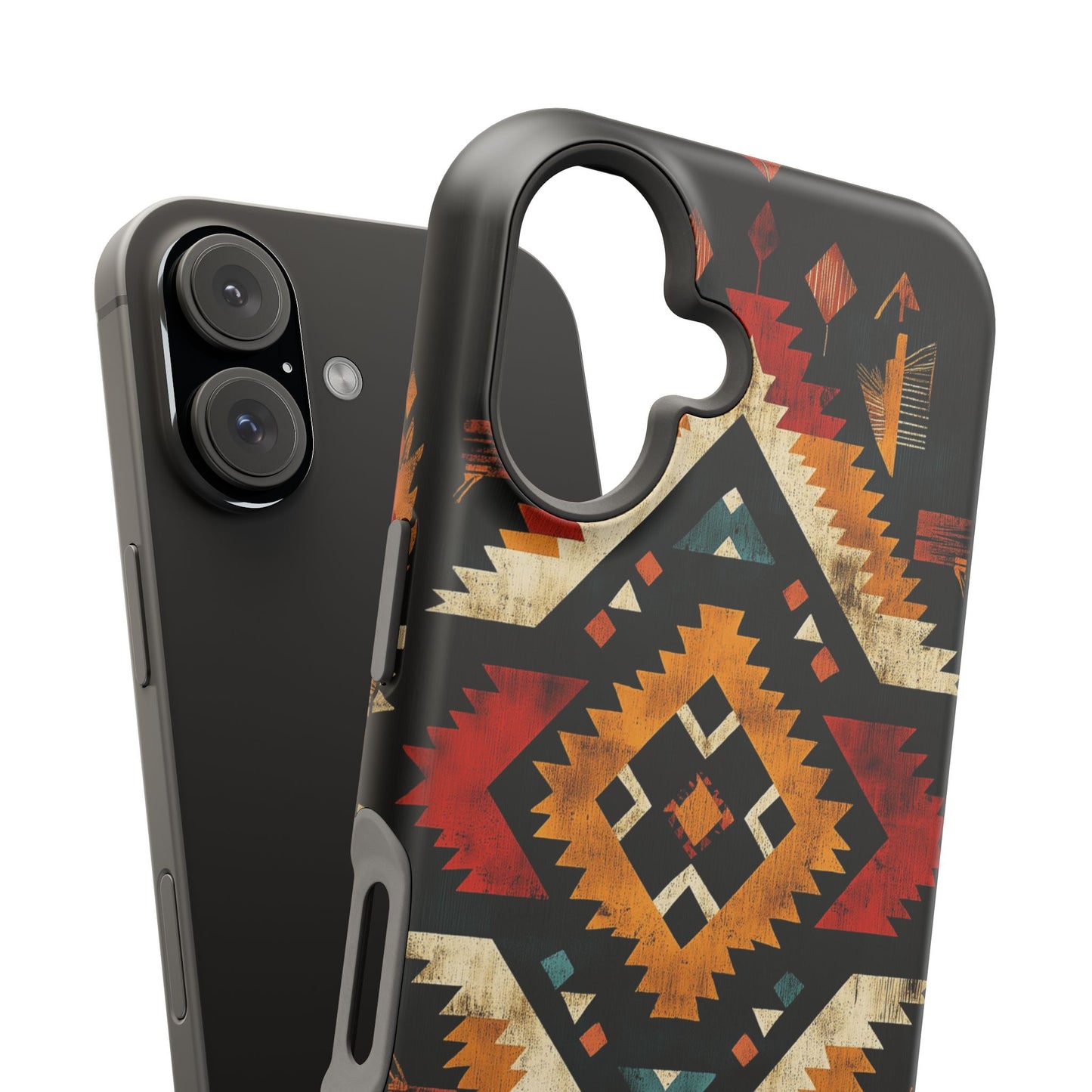 Southwestern Tribal Diamond Tough MagSafe iPhone Case – Bold Geometric Pattern, Dual-Layer Protection