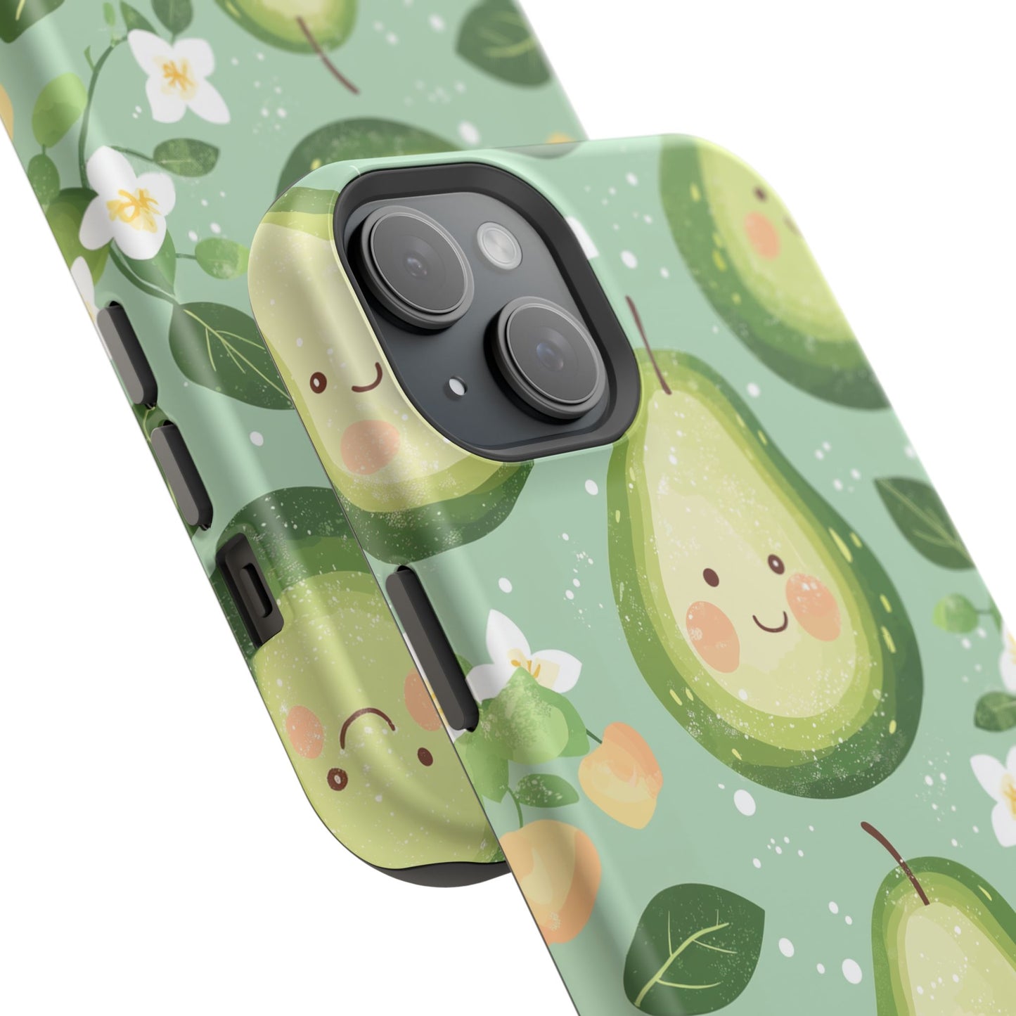 Smiling Avocados Tough MagSafe iPhone Case – Cute Avocado Design, Dual-Layer Protection