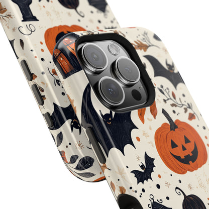 Charming Halloween MagSafe iPhone Case – Pumpkin, Bats, and Spooky Lantern Design