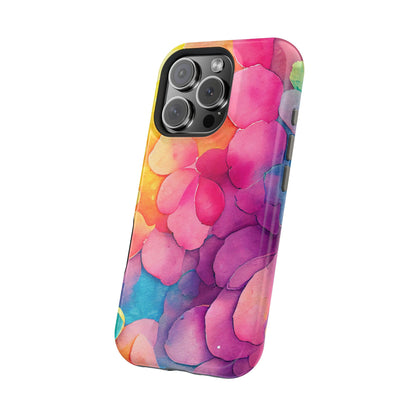 Sunset Petals Watercolor MagSafe iPhone Case – Slim Design, Glossy Finish