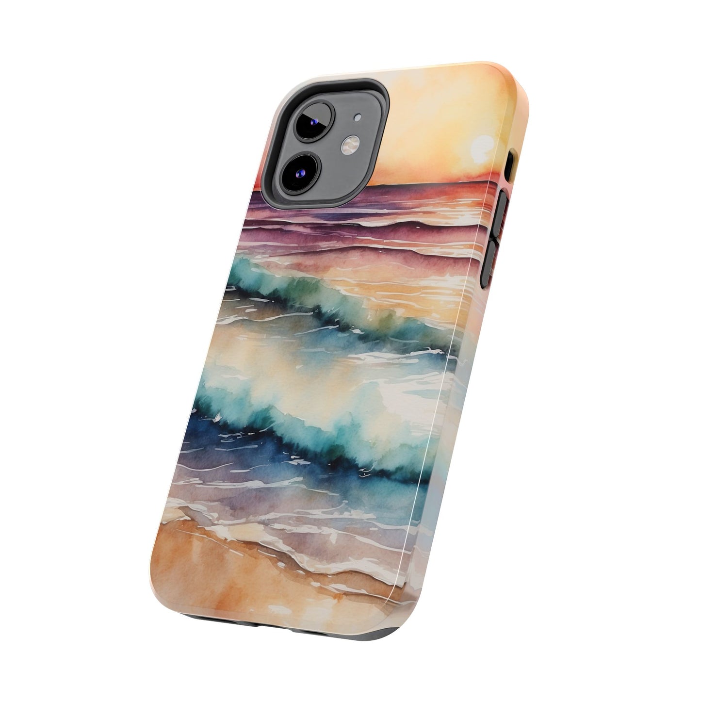 Sunset Waves iPhone Case – Vibrant Watercolor Design