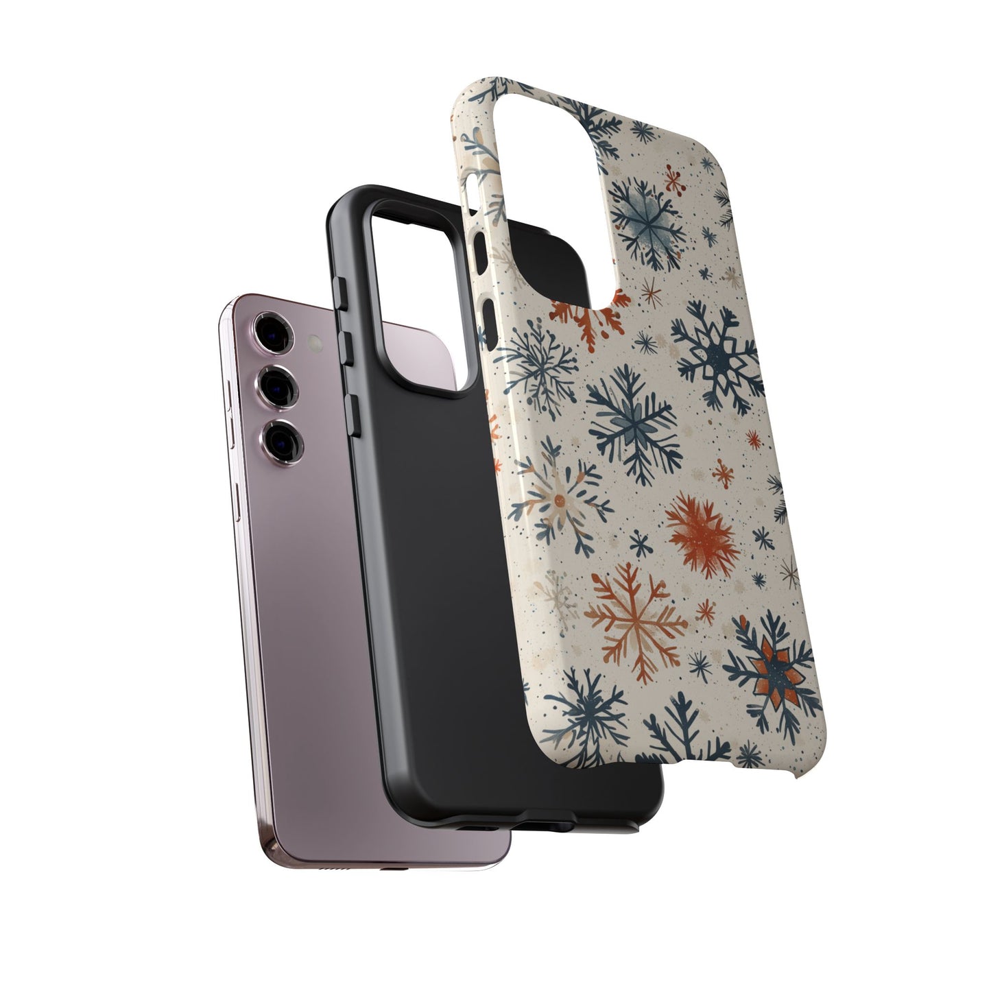 Rustic Orange and Blue Snowflake Pattern – Samsung Galaxy Series Case