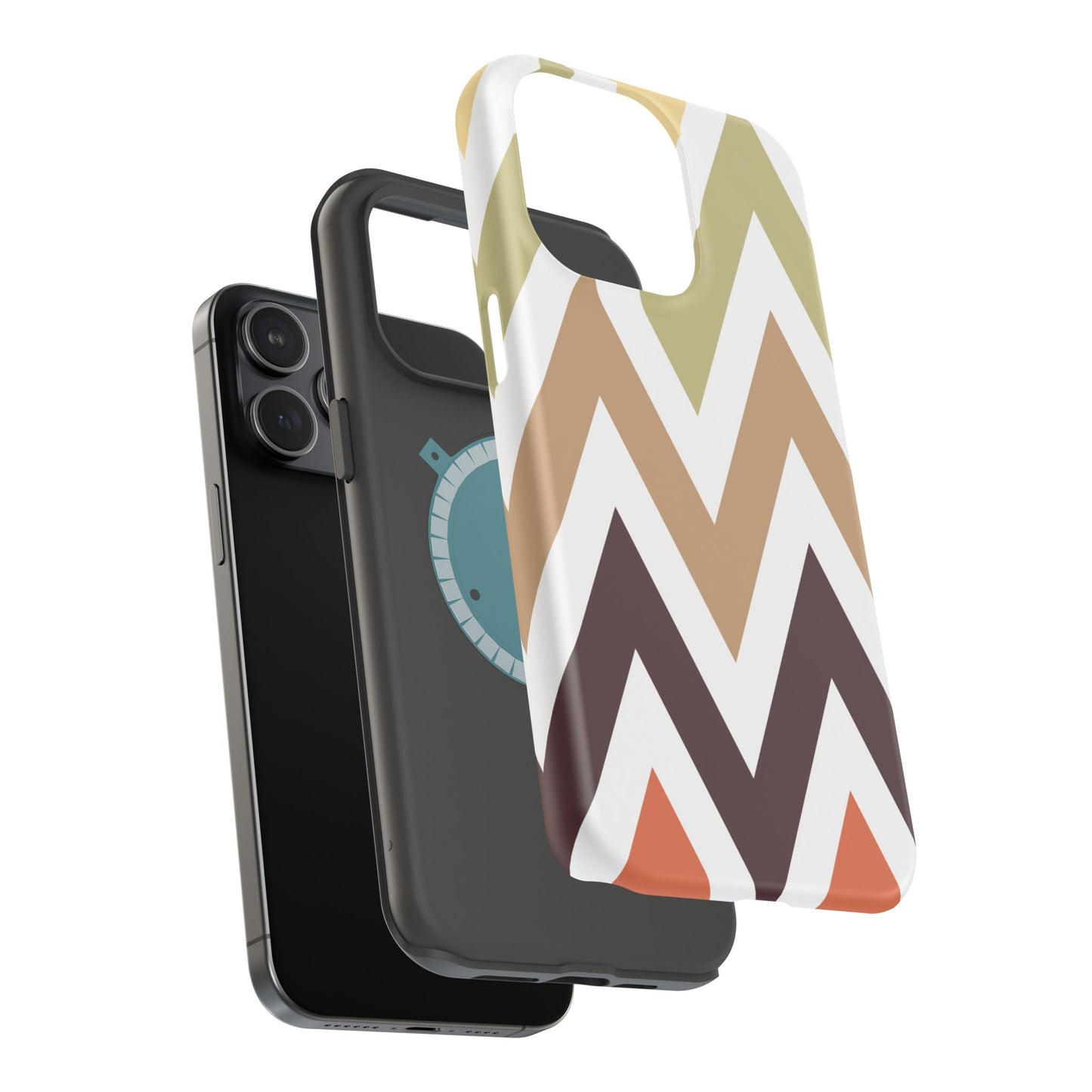 Earthy Chevron MagSafe iPhone Case – Boho-Inspired Design with Dual-Layer Protection