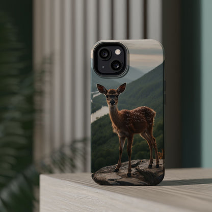 Majestic Fawn Overlooking Mountain Vista MagSafe iPhone Case