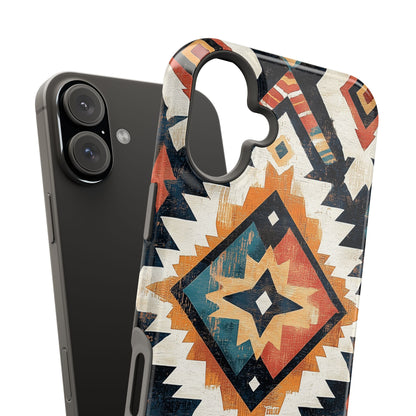 Vintage Southwestern Diamond Tough MagSafe iPhone Case – Rustic Tribal Design, Dual-Layer Protection