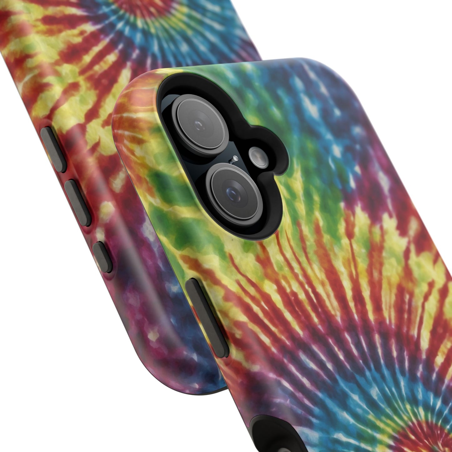 Vibrant Spiral Tie-Dye MagSafe Case – Retro Rainbow Design