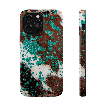 Teal Glitter Cowhide - MagSafe iPhone Series Case