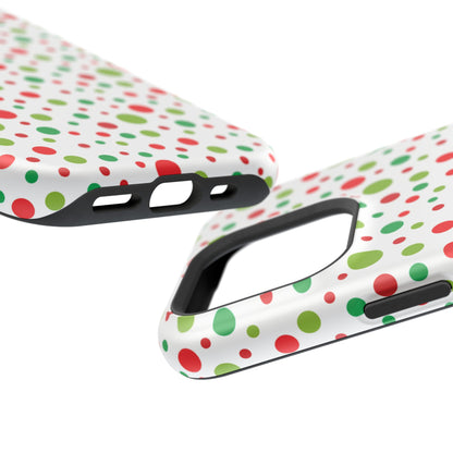 Red & Green Christmas Polka Dots – MagSafe iPhone Case