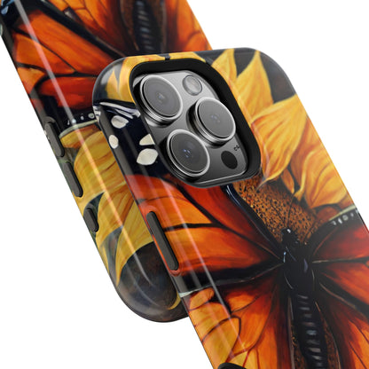 Monarch Butterfly & Sunflower Art – MagSafe iPhone Case