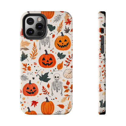 Halloween Pumpkin & Skeleton iPhone Case – Spooky Autumn Design